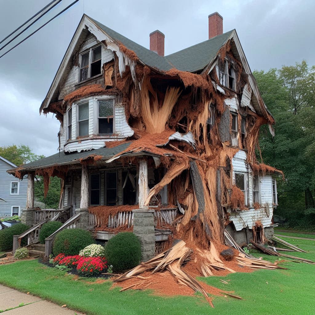 Signs Your Wellesley Home Needs a Tree Inspection Damaged tree on an Wellesley home showing signs of disease and decay